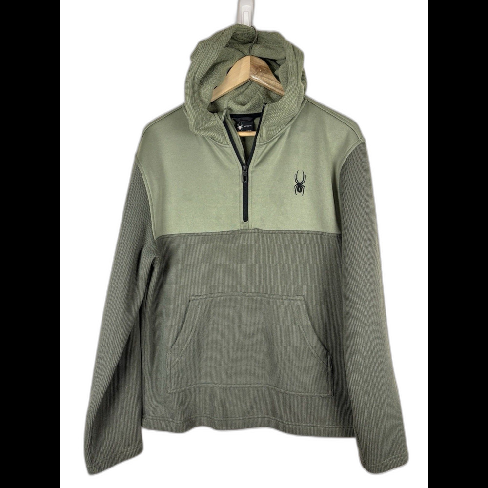 Spyder Men’s Hooded 1/4 Zip Hoodie Sweatshirt Green Size Medium Outdoors Active
